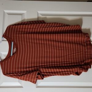 Time and Tru Rust Striped Short Sleeve Tee